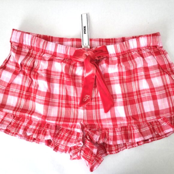 Victoria's Secret Other - PINK by Victoria's Secret Pink & Red Plaid Ruffle Lounge Shorts Large
